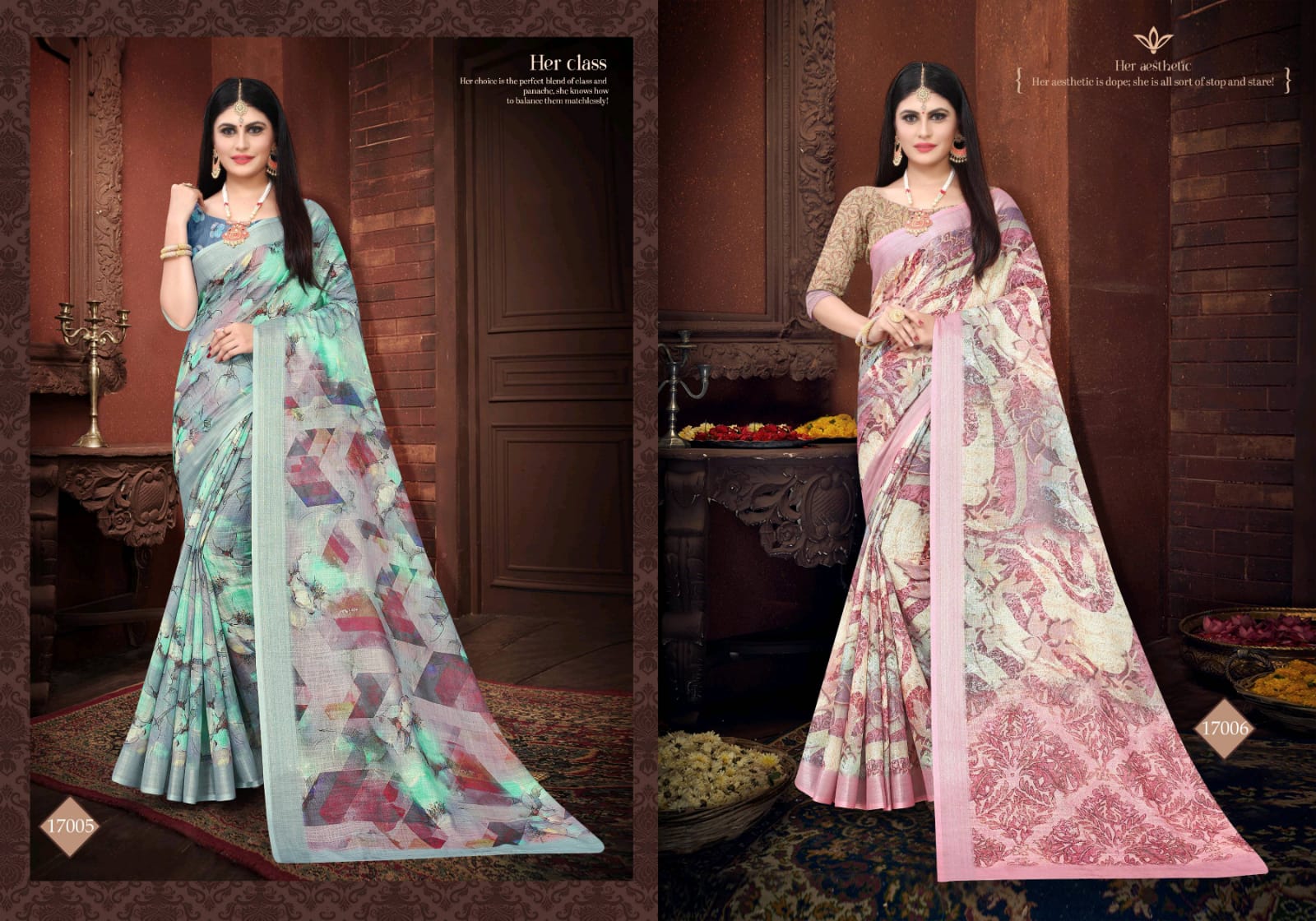 Silk Villa Presents Nikasha Vol 2 Linen Digital Print Latest Saree Catalogs Supplier