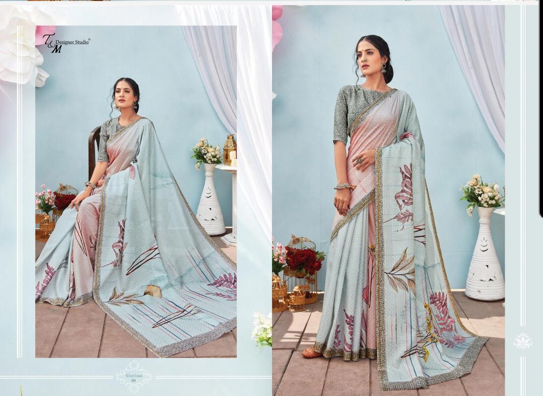 T And M Launch Glorious Polyester Zari Checks New Design Print Saree Catalogs Trader