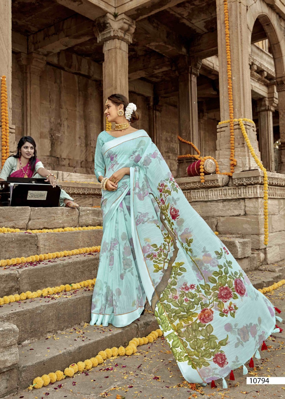 Tasveer By Triveni Cotton Linen Print Exclusive Saree Online Shopping In Surat