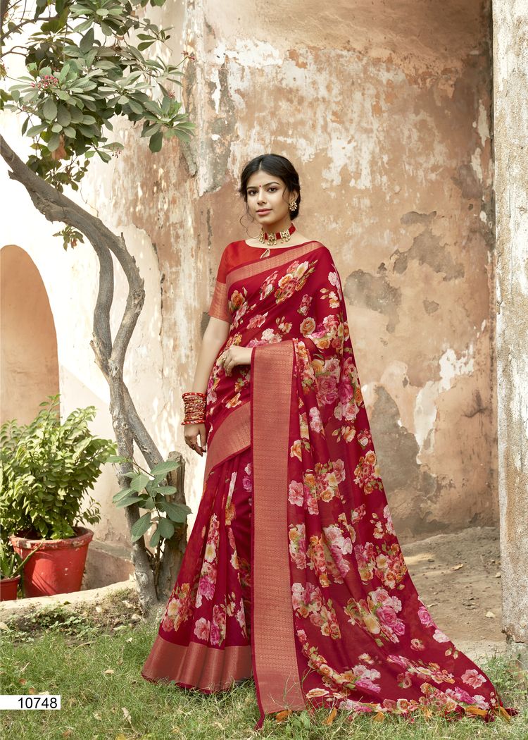 Triveni Presents Lotus Vol 2 Cotton Linen Print Casual Wear Saree Catalogs Seller