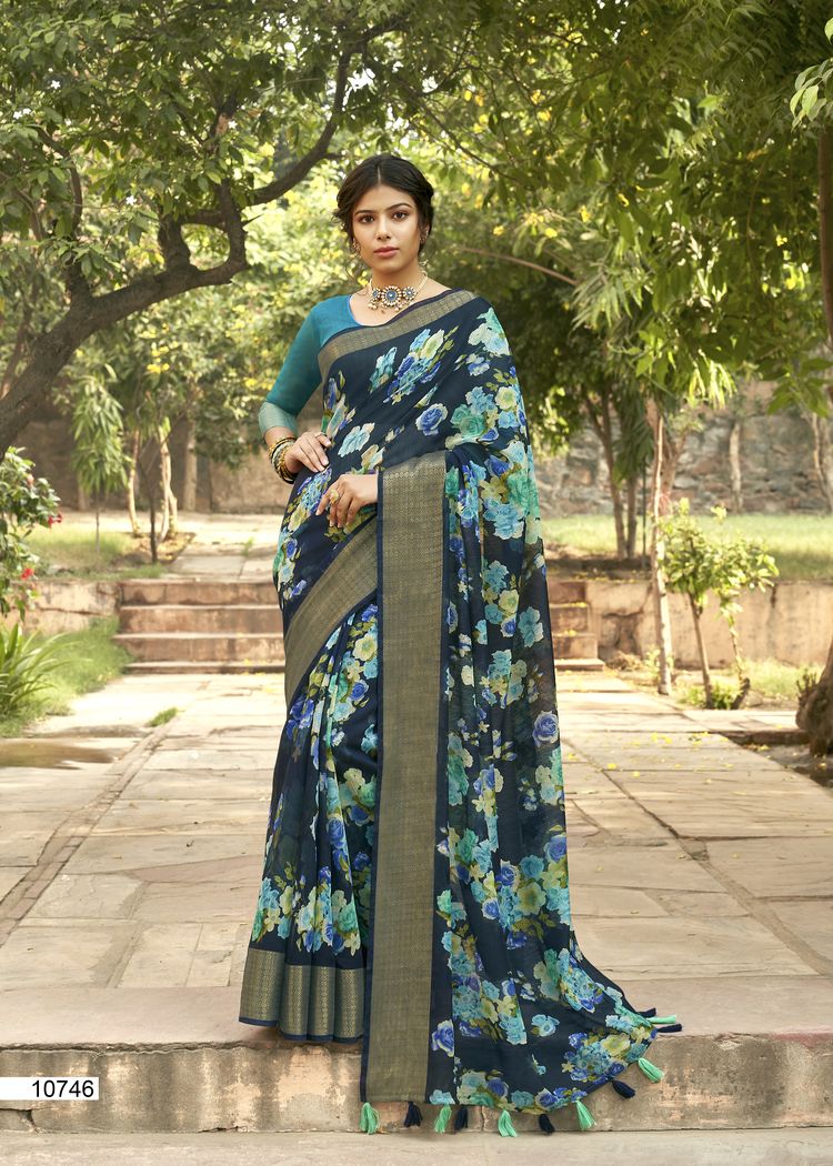 Triveni Presents Lotus Vol 2 Cotton Linen Print Casual Wear Saree Catalogs Seller