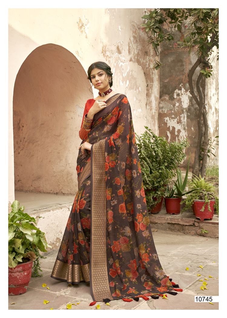 Triveni Presents Lotus Vol 2 Cotton Linen Print Casual Wear Saree Catalogs Seller