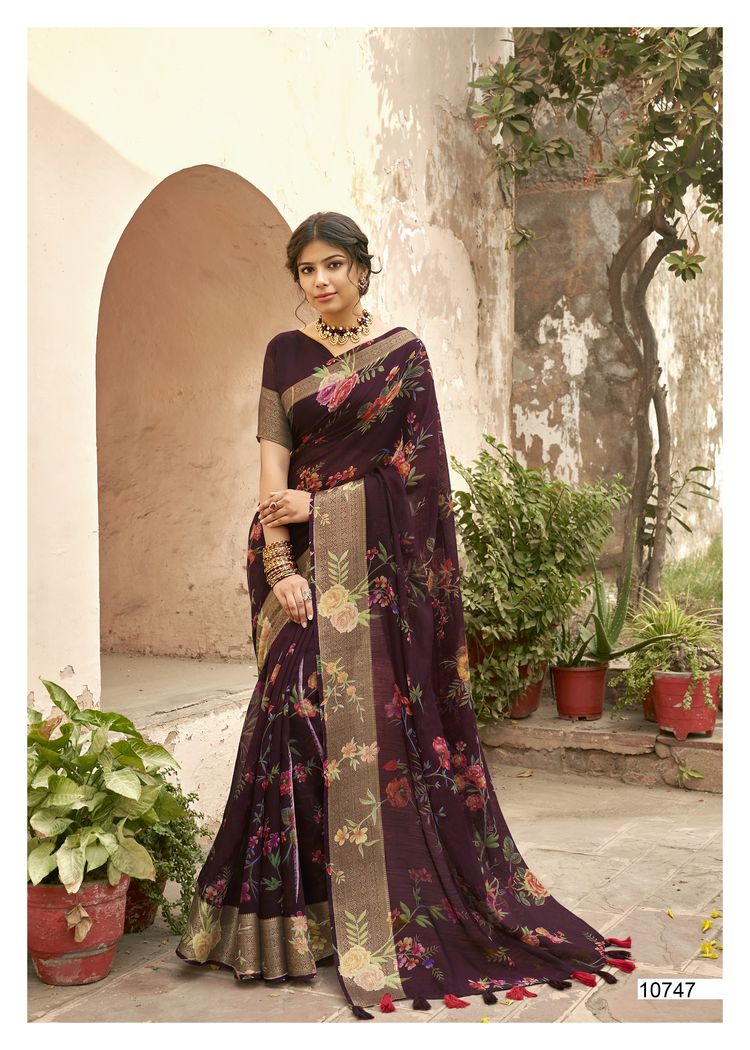 Triveni Presents Lotus Vol 2 Cotton Linen Print Casual Wear Saree Catalogs Seller