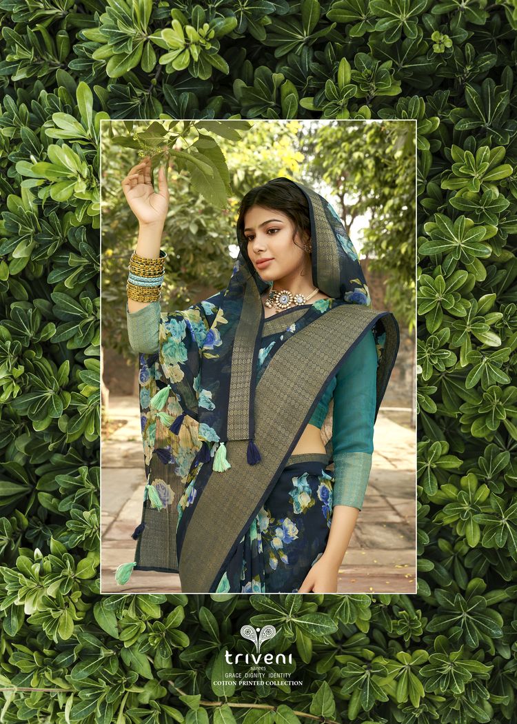 Triveni Presents Lotus Vol 2 Cotton Linen Print Casual Wear Saree Catalogs Seller