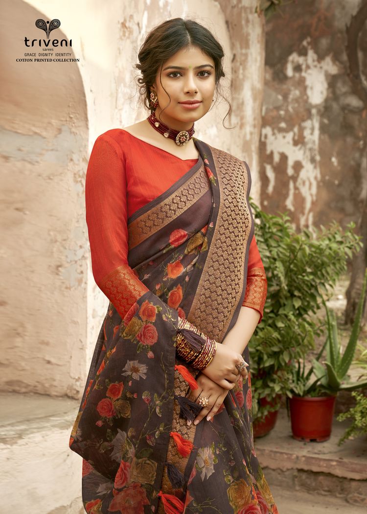 Triveni Presents Lotus Vol 2 Cotton Linen Print Casual Wear Saree Catalogs Seller