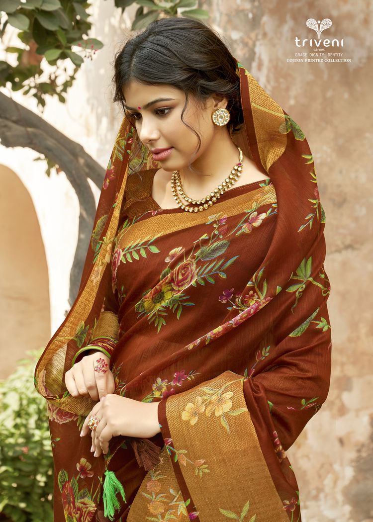 Triveni Presents Lotus Vol 2 Cotton Linen Print Casual Wear Saree Catalogs Seller