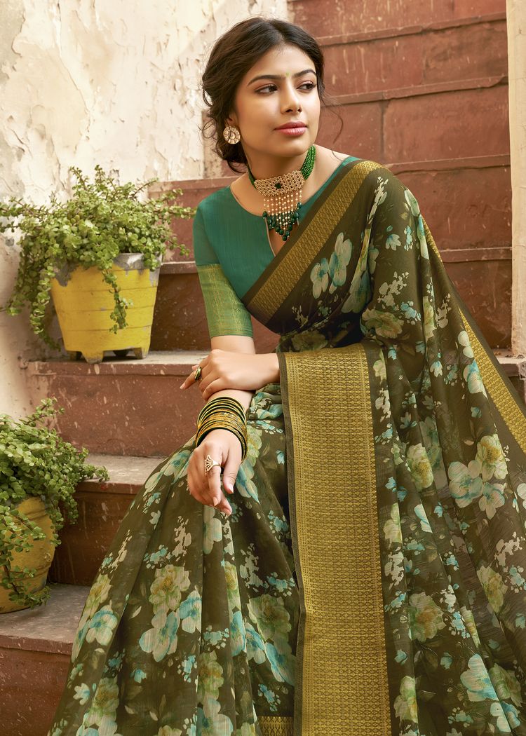 Triveni Presents Lotus Vol 2 Cotton Linen Print Casual Wear Saree Catalogs Seller