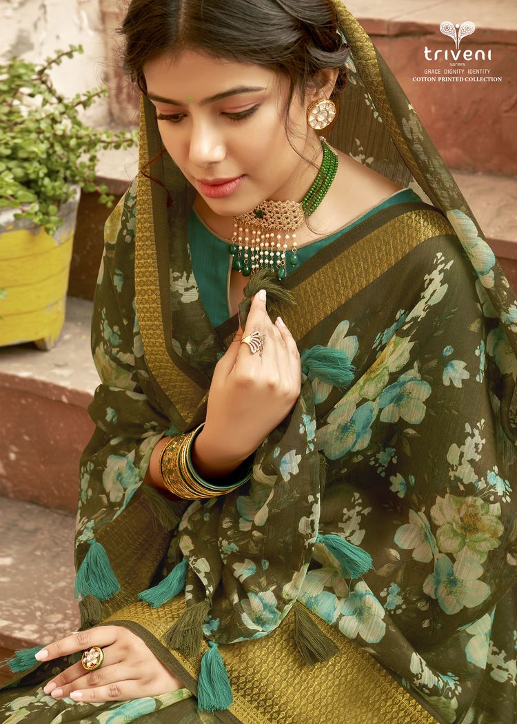 Triveni Presents Lotus Vol 2 Cotton Linen Print Casual Wear Saree Catalogs Seller