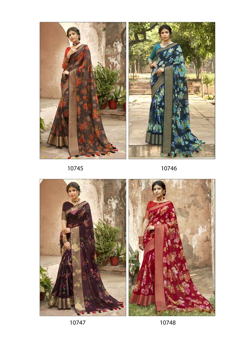 Triveni Presents Lotus Vol 2 Cotton Linen Print Casual Wear Saree Catalogs Seller