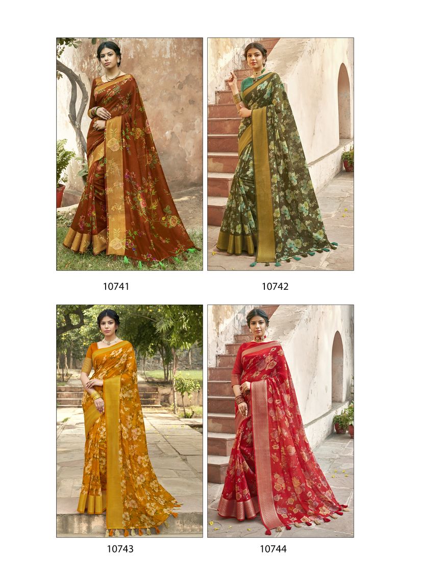 Triveni Presents Lotus Vol 2 Cotton Linen Print Casual Wear Saree Catalogs Seller