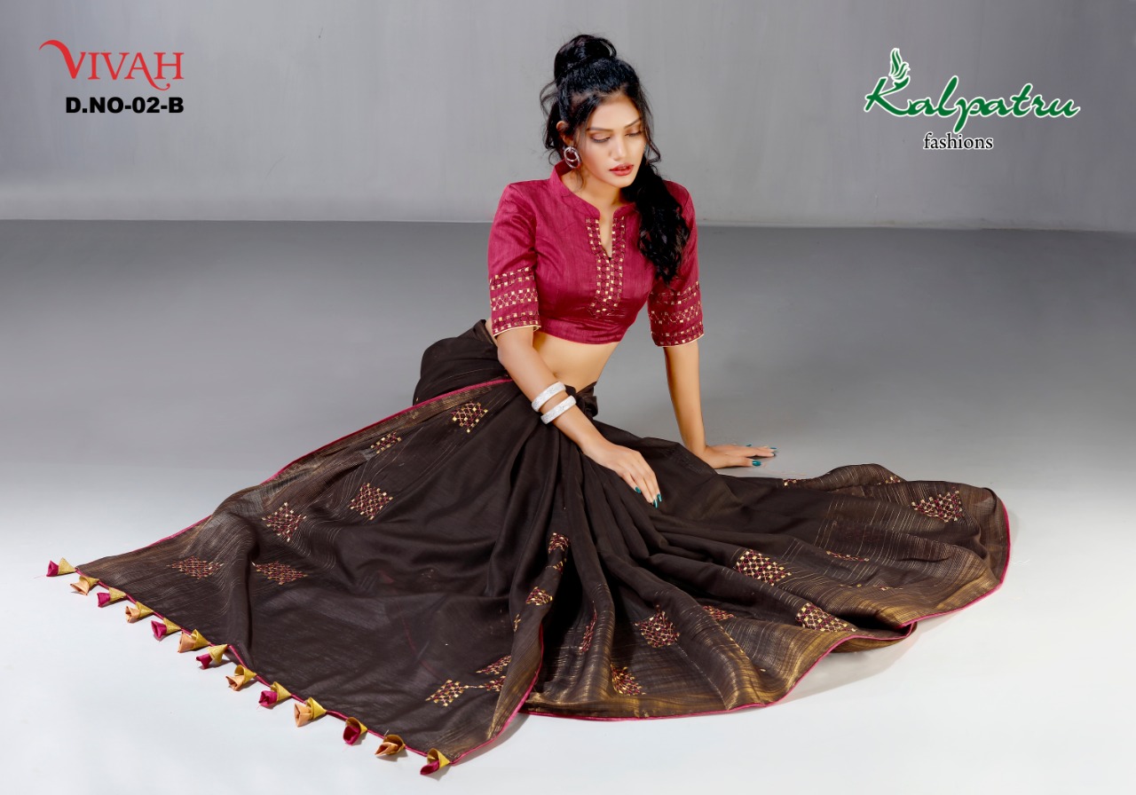 Vivah By Kalpatru Fashion Cotton Fancy Stylish Latest Saree Catalogs Supplier