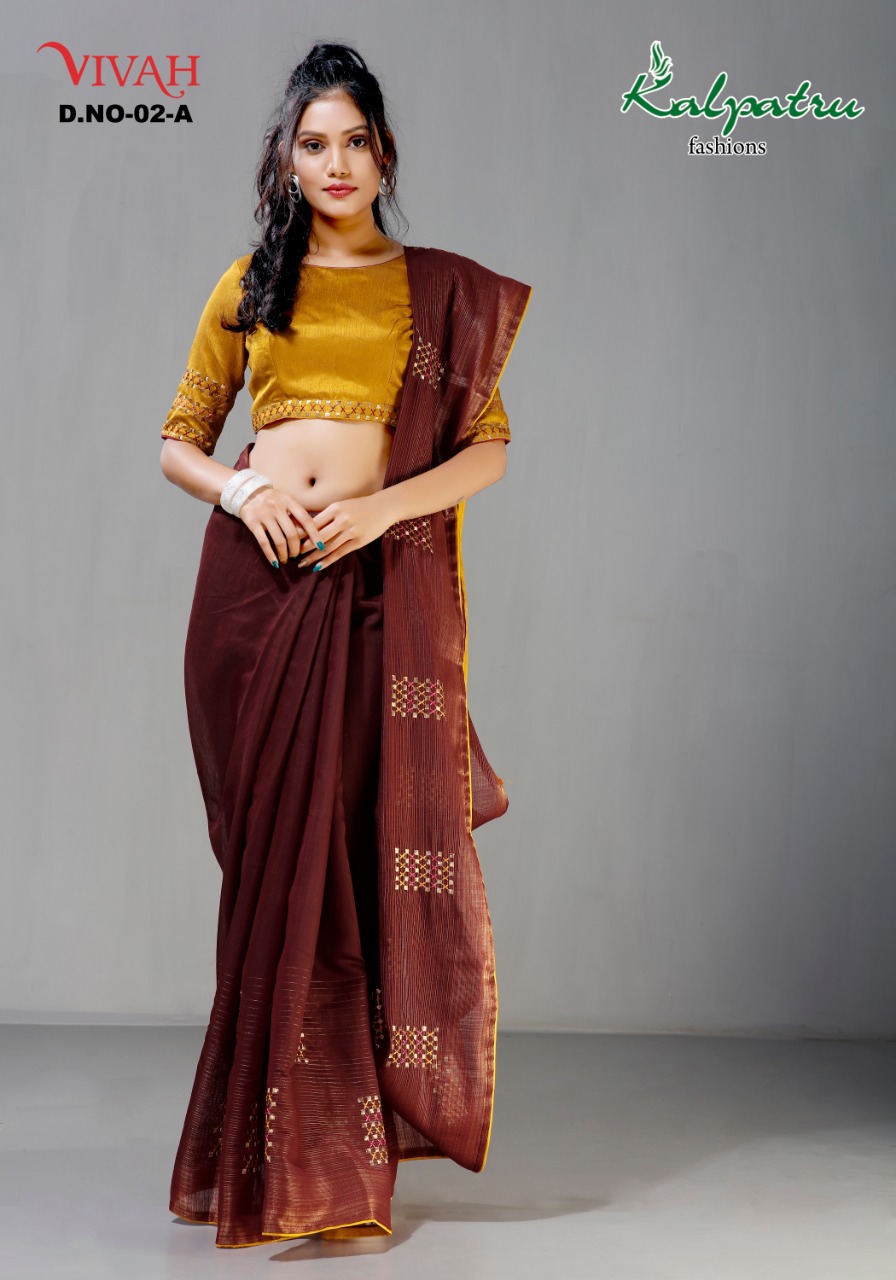 Vivah By Kalpatru Fashion Cotton Fancy Stylish Latest Saree Catalogs Supplier