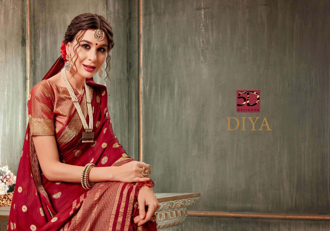 5d Designer Launch Diya Vol 8 Jacquard Exclusive Saree Catalogs Exporter In Surat