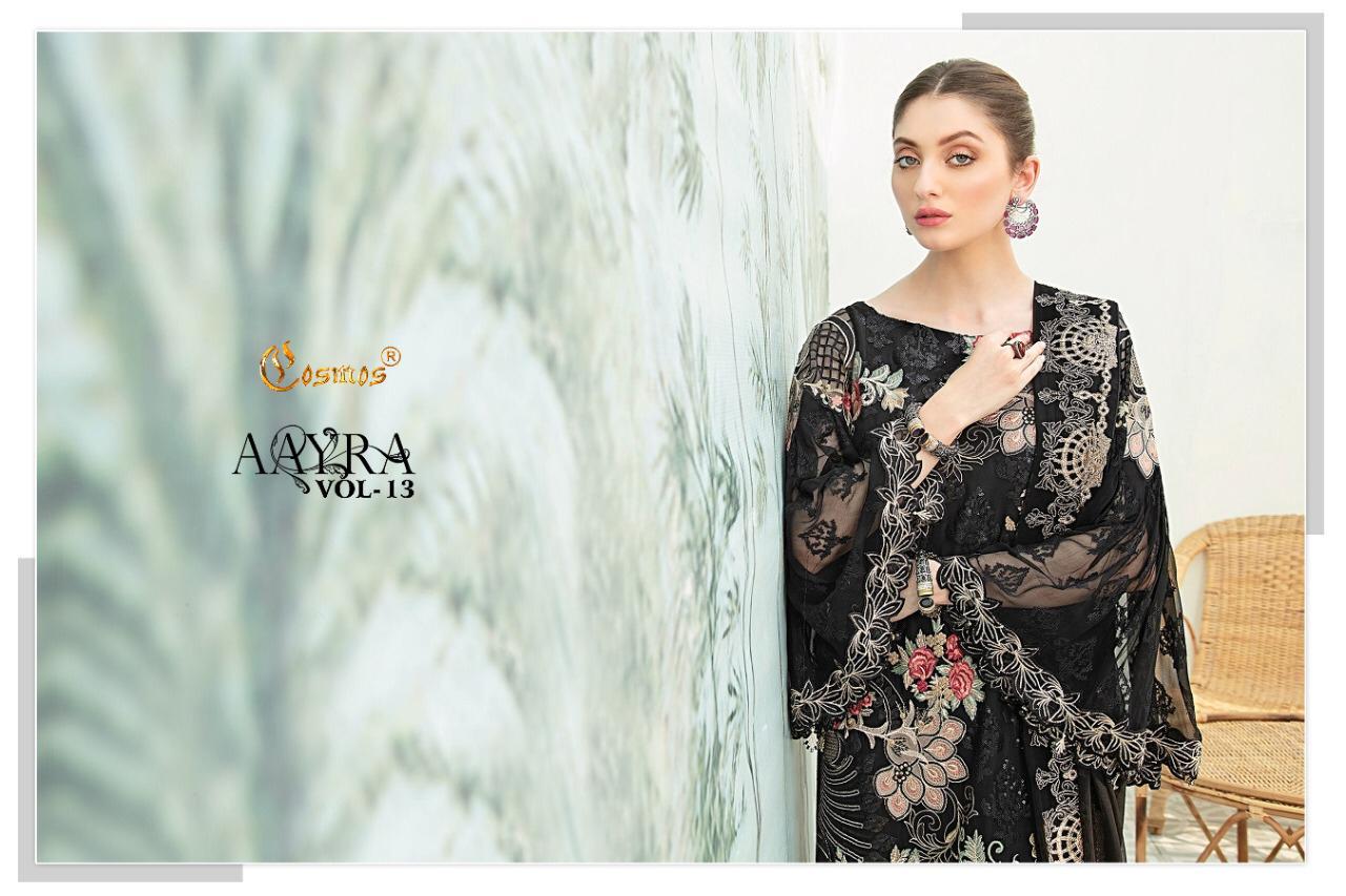 Aayra Vol 13 By Cosmos Fashion Georgette With Embroidery Work Pakistani Suits Concept