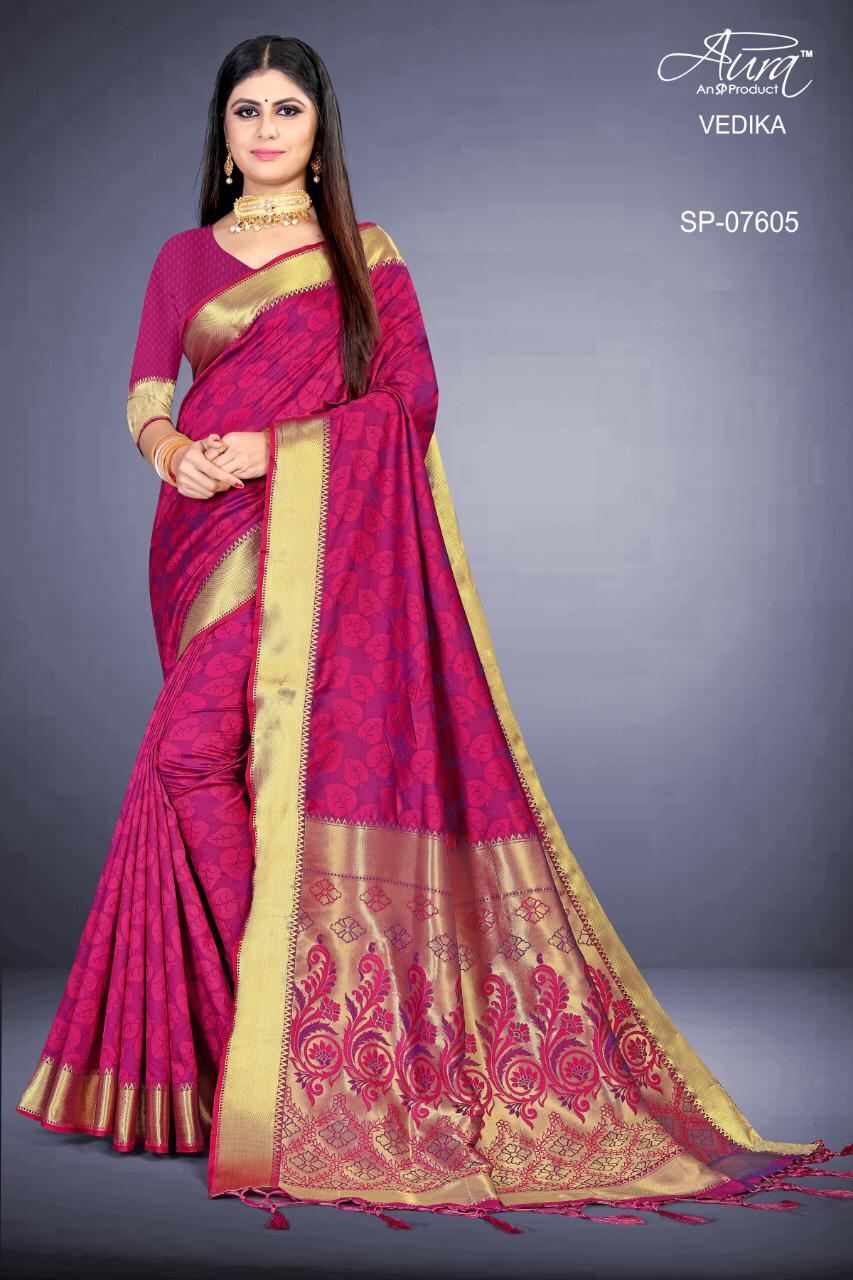Aura Saree Launch Vedika Exclusive Cotton Silk Saree At Online Shopping Seller