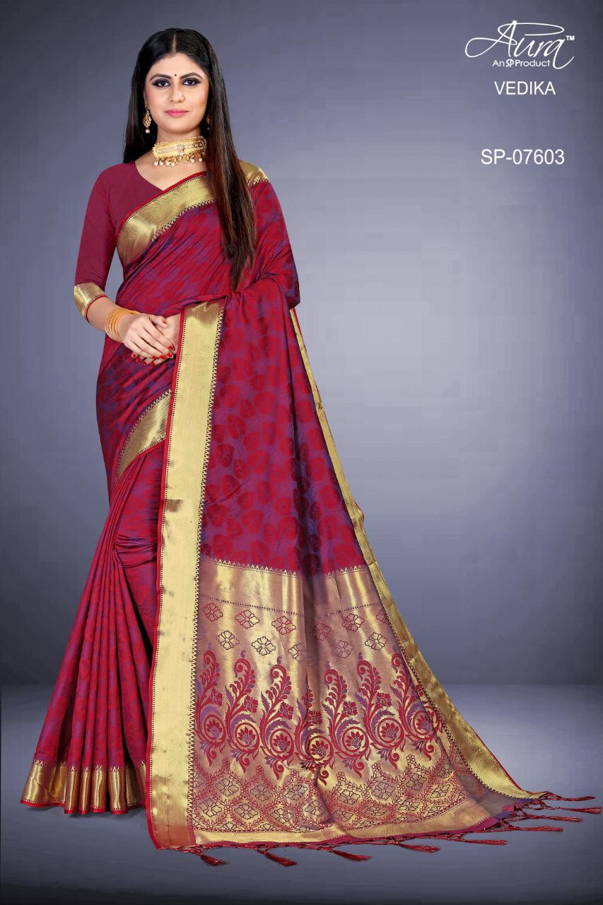 Aura Saree Launch Vedika Exclusive Cotton Silk Saree At Online Shopping Seller
