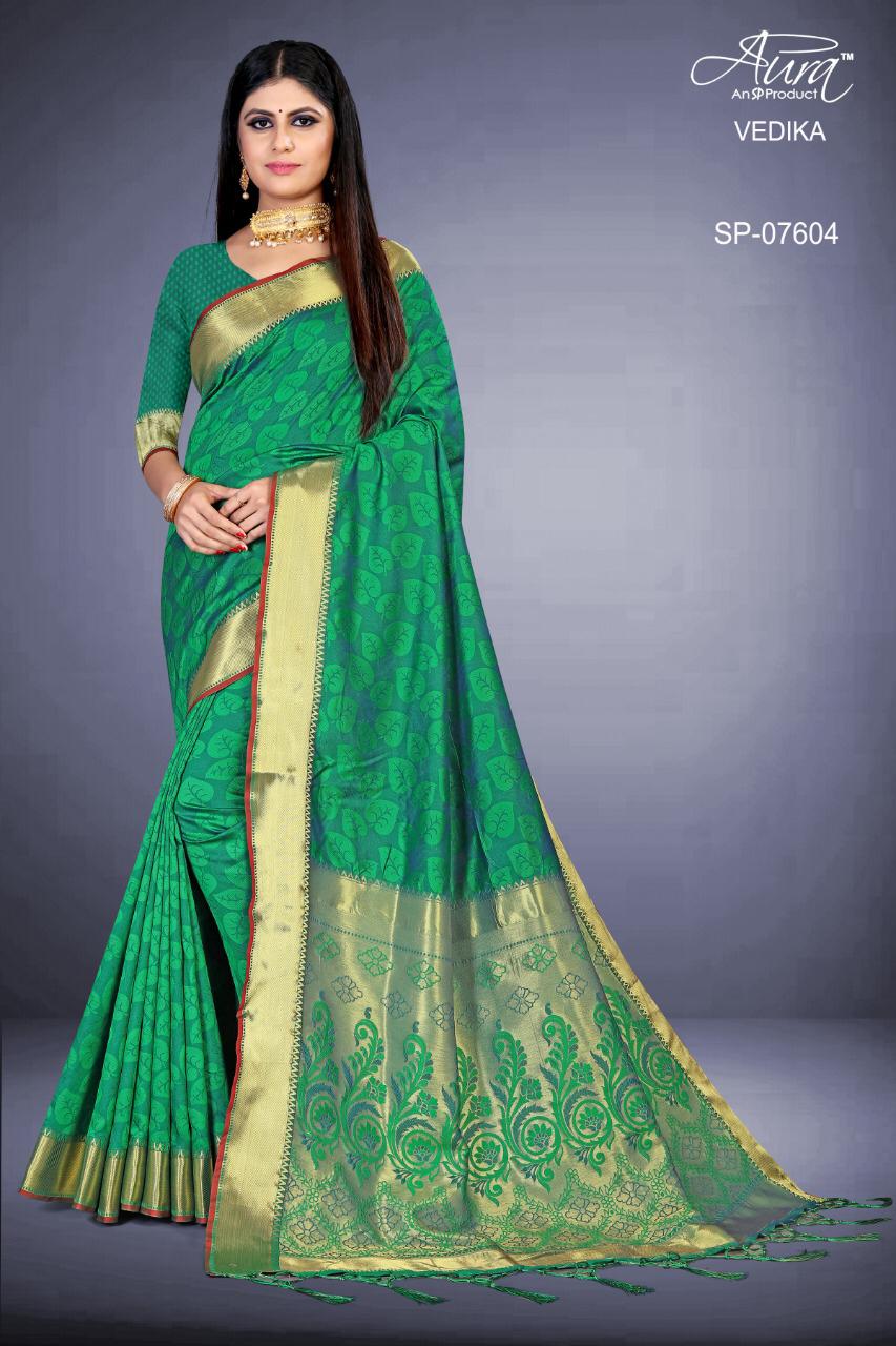 Aura Saree Launch Vedika Exclusive Cotton Silk Saree At Online Shopping Seller