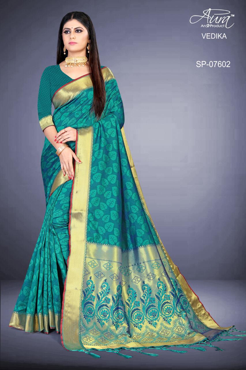 Aura Saree Launch Vedika Exclusive Cotton Silk Saree At Online Shopping Seller