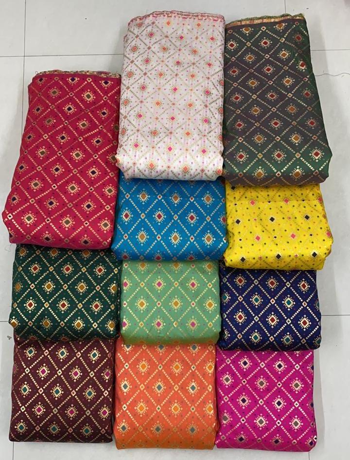 Heavy Banarasi Jacquard Multi Colors Fabrics Garment Jacquard Fabric Manufacturer In Surat