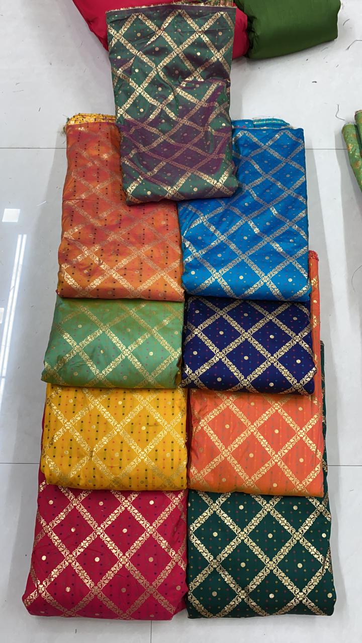 Heavy Banarasi Jacquard Multi Colors Fabrics Garment Jacquard Fabric Manufacturer In Surat