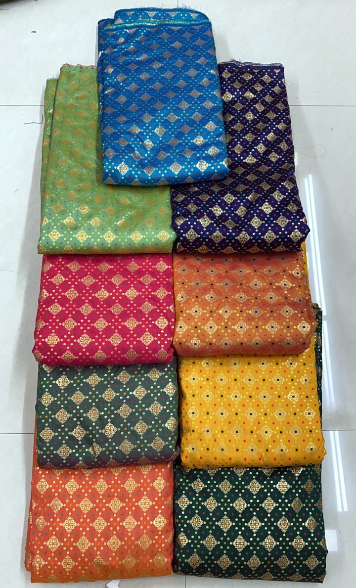 Heavy Banarasi Jacquard Multi Colors Fabrics Garment Jacquard Fabric Manufacturer In Surat