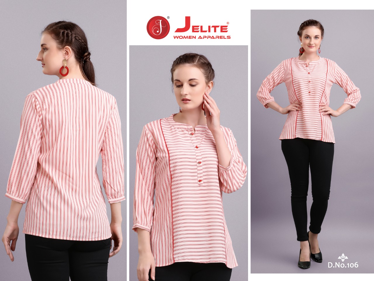 Jelite Launch Tulip Latest Polyester Crape Fashionable Short Tops For Girls Collections