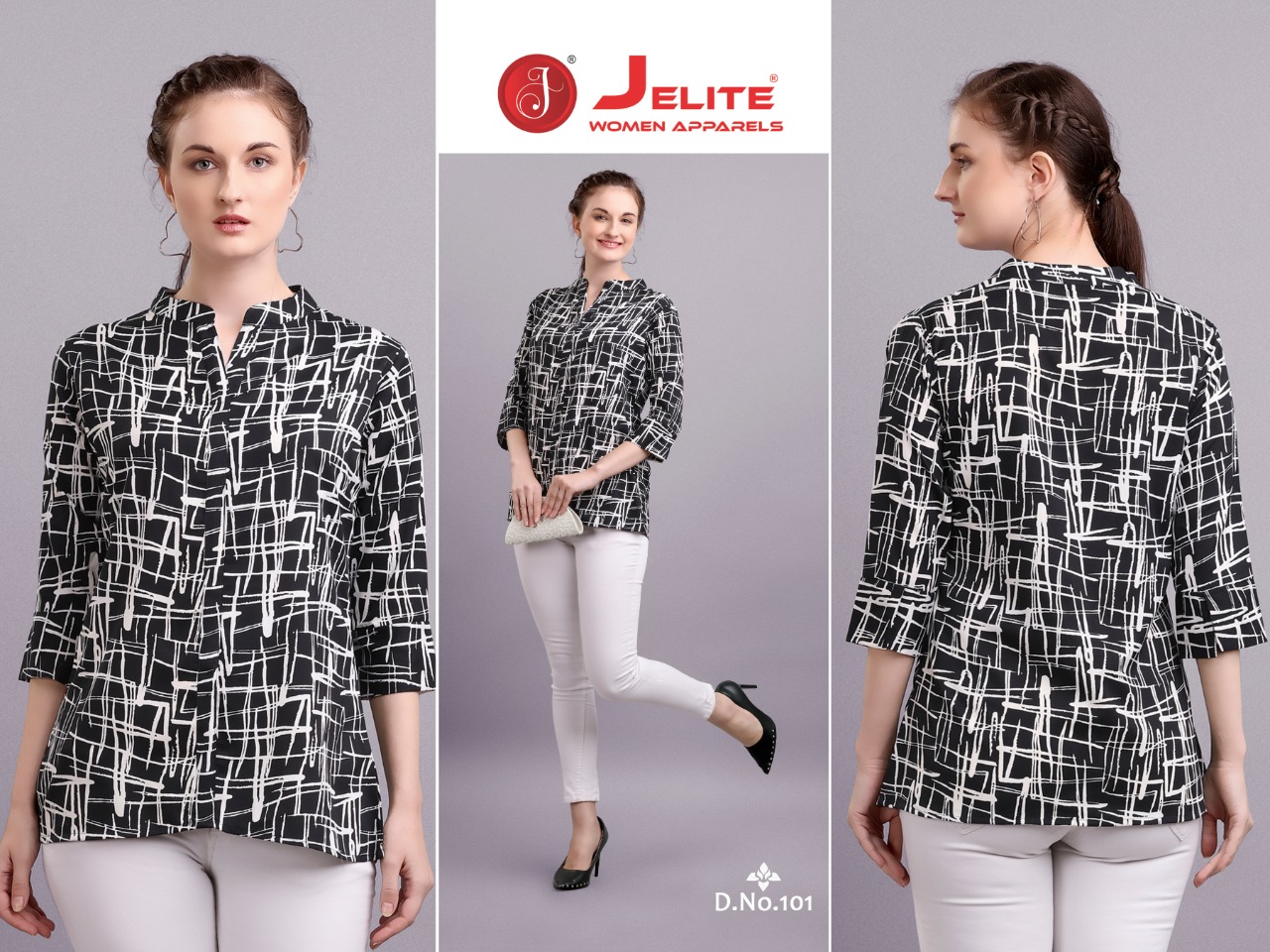 Jelite Launch Tulip Latest Polyester Crape Fashionable Short Tops For Girls Collections