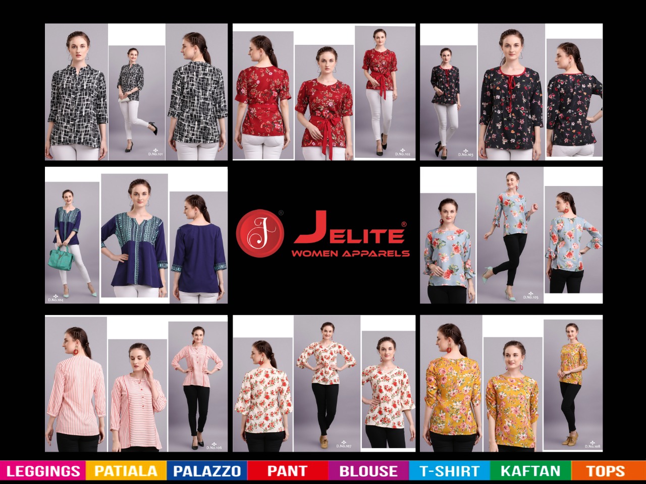 Jelite Launch Tulip Latest Polyester Crape Fashionable Short Tops For Girls Collections