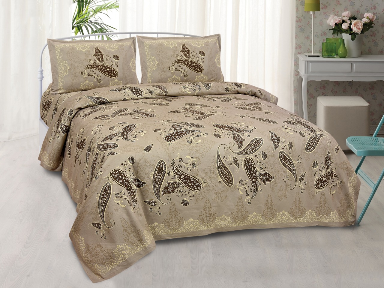 K4u Launch Inaaya King Size Cotton Attractive Design Bedsheet With Matching Pillow Cover