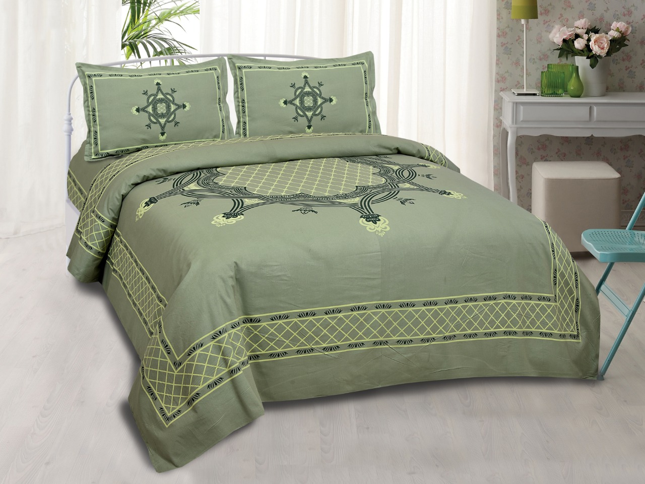 K4u Launch Inaaya King Size Cotton Attractive Design Bedsheet With Matching Pillow Cover