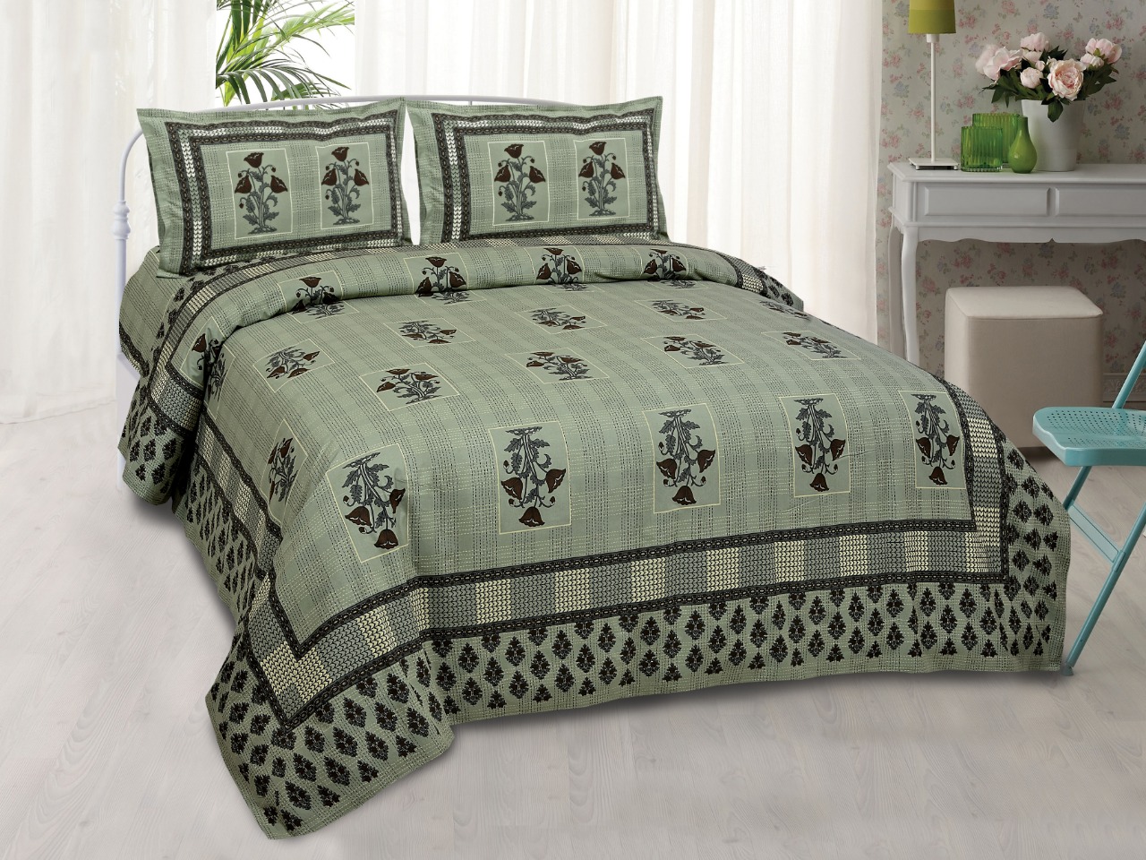 K4u Launch Inaaya King Size Cotton Attractive Design Bedsheet With Matching Pillow Cover