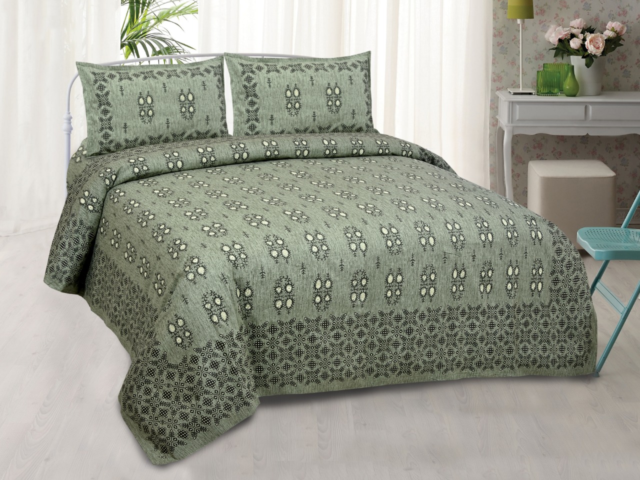 K4u Launch Inaaya King Size Cotton Attractive Design Bedsheet With Matching Pillow Cover