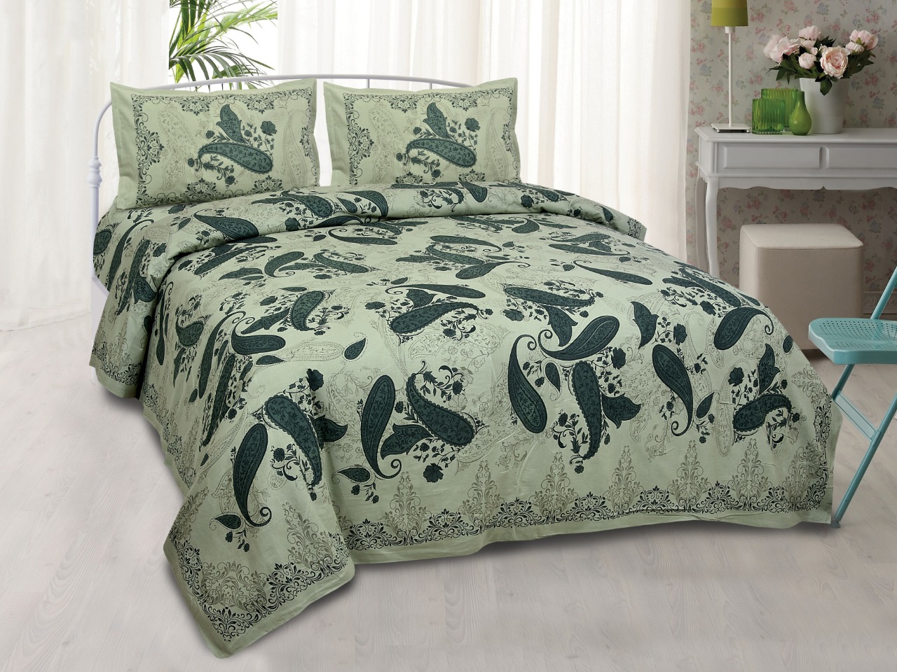 K4u Launch Inaaya King Size Cotton Attractive Design Bedsheet With Matching Pillow Cover