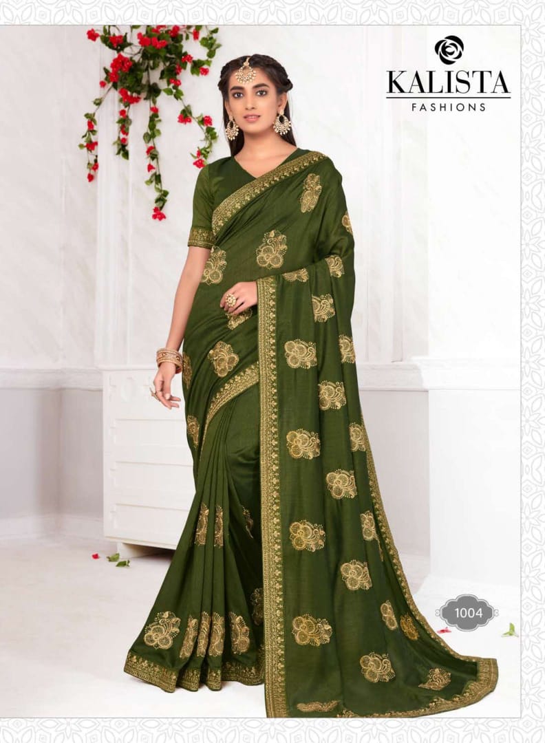 Kalista Fashion Presents Nexa Ethnic Wear Vichitra Glamours Look Saree For Ladies Collections