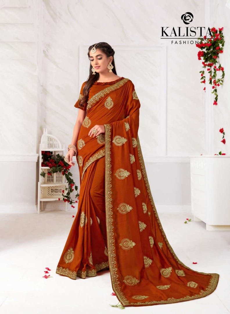 Kalista Fashion Presents Nexa Ethnic Wear Vichitra Glamours Look Saree For Ladies Collections