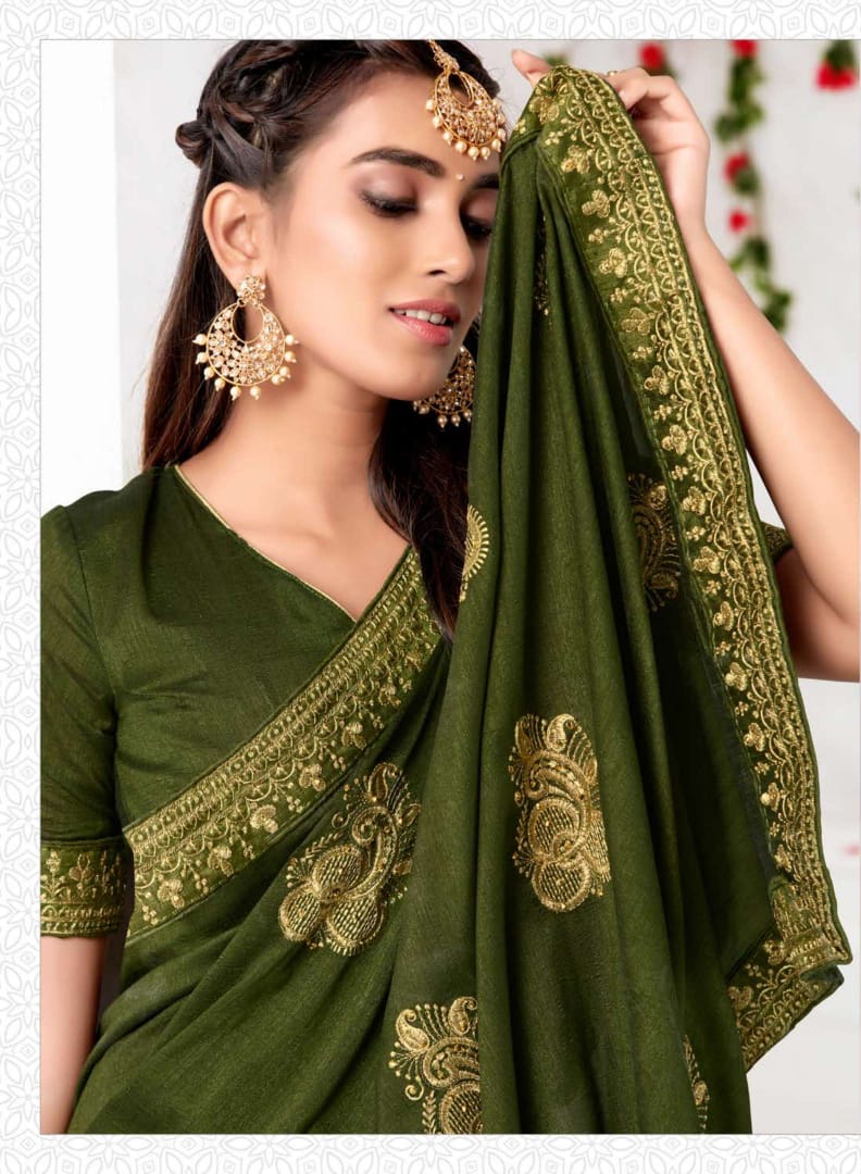 Kalista Fashion Presents Nexa Ethnic Wear Vichitra Glamours Look Saree For Ladies Collections
