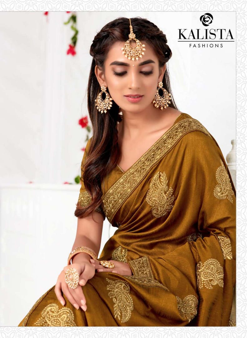 Kalista Fashion Presents Nexa Ethnic Wear Vichitra Glamours Look Saree For Ladies Collections