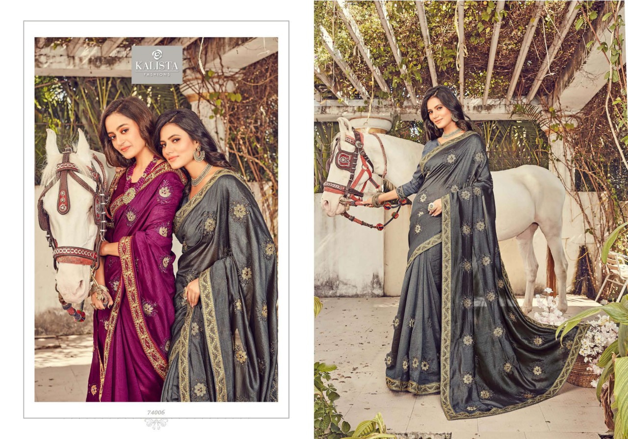 Kalista Launching Mubarak Classy Look Vichitra Silk Saree For Ladies Collections