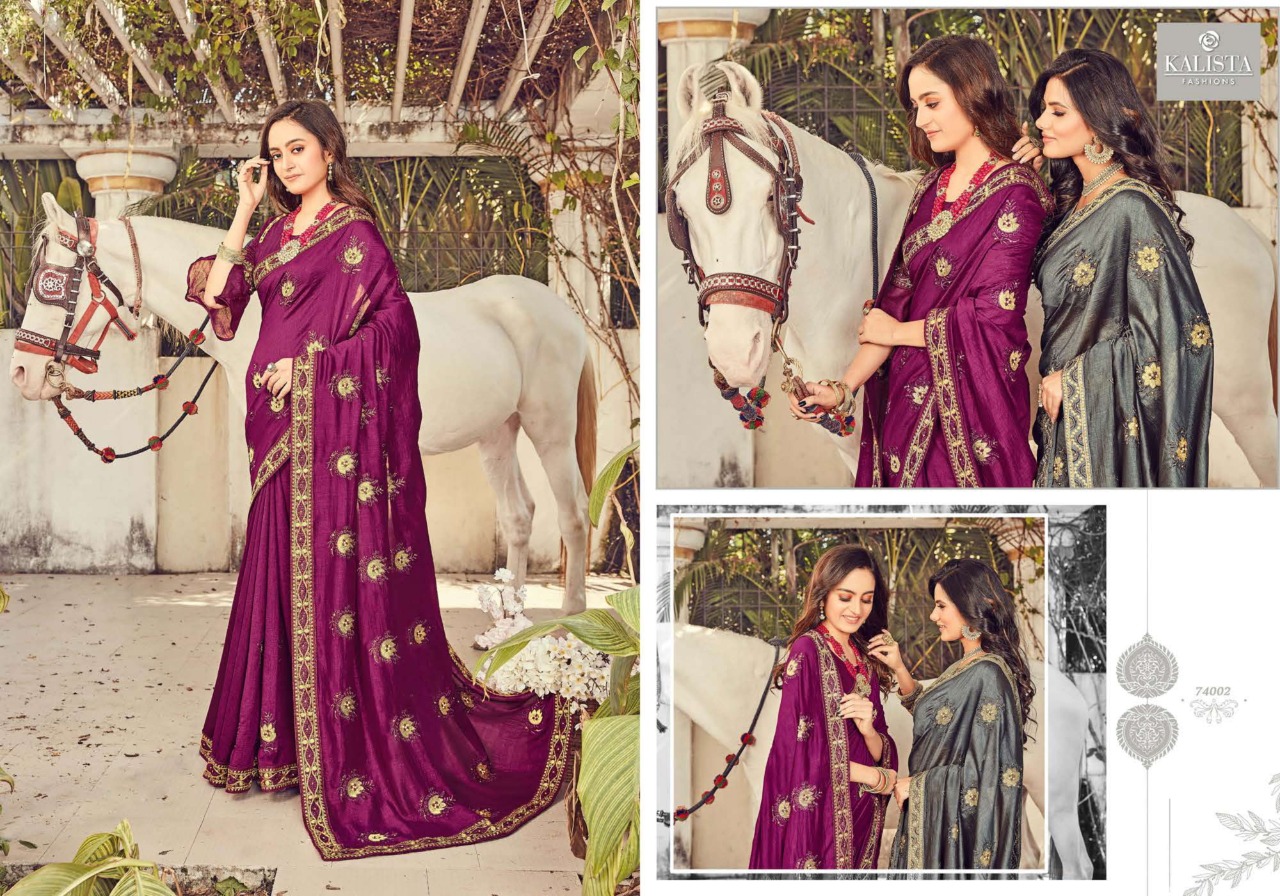 Kalista Launching Mubarak Classy Look Vichitra Silk Saree For Ladies Collections