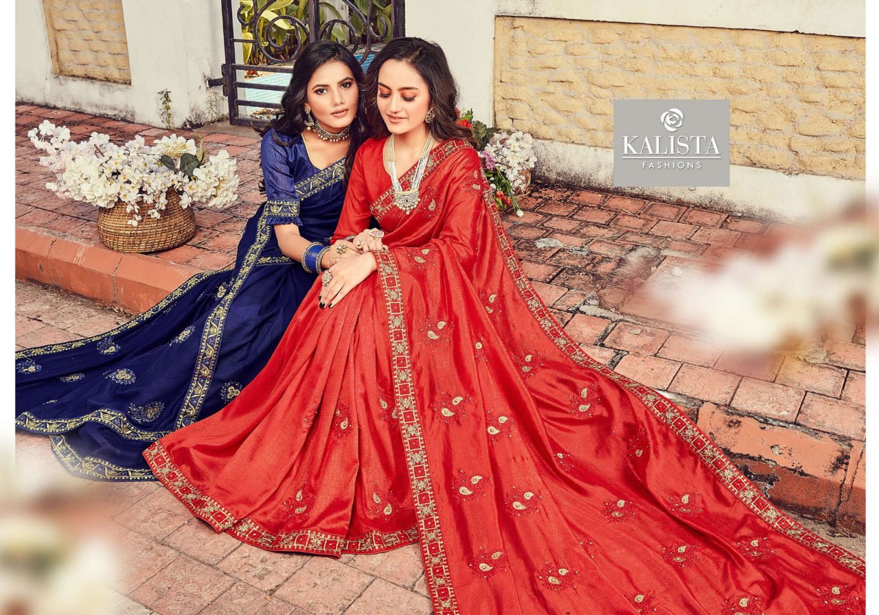 Kalista Launching Mubarak Classy Look Vichitra Silk Saree For Ladies Collections