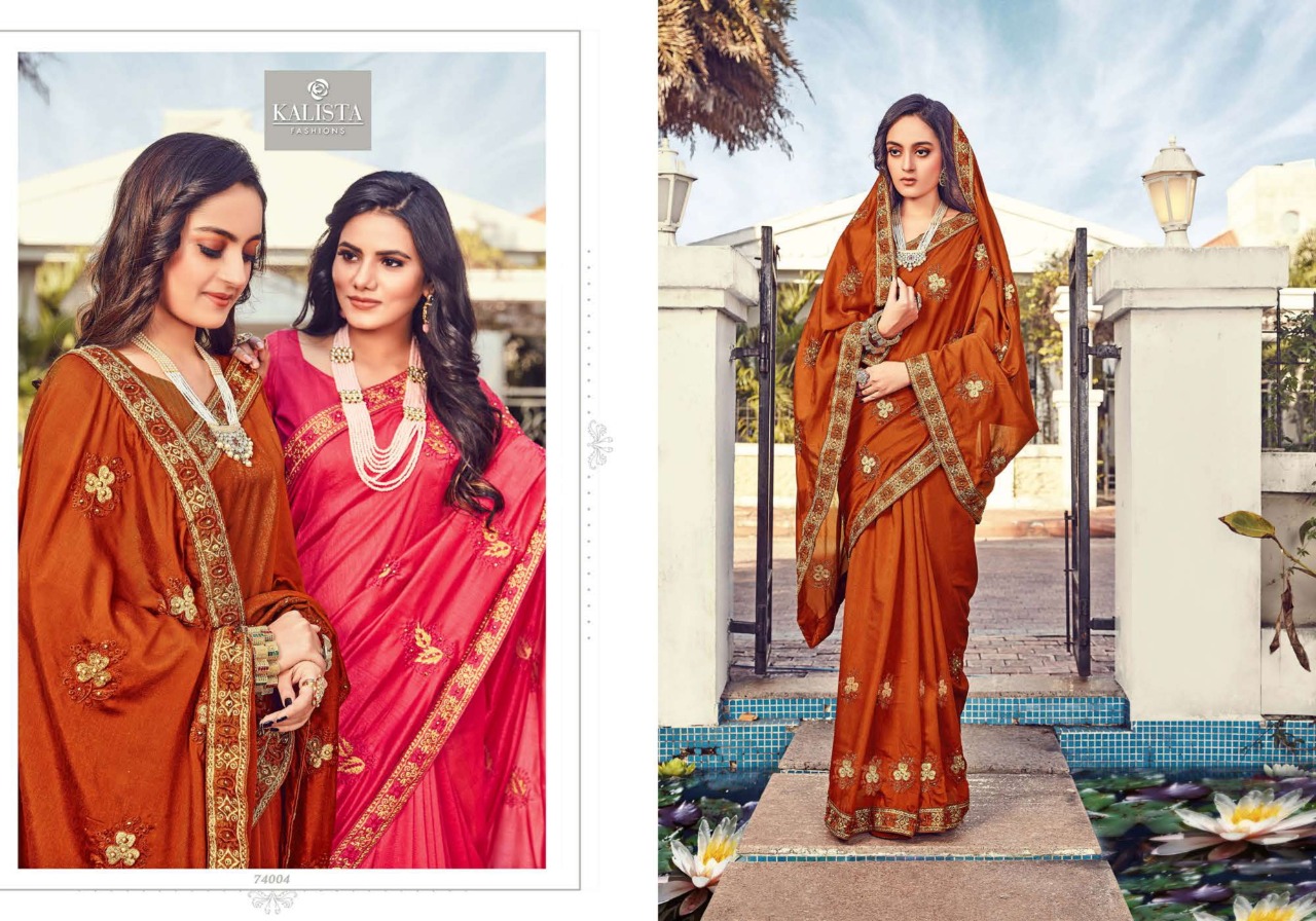 Kalista Launching Mubarak Classy Look Vichitra Silk Saree For Ladies Collections