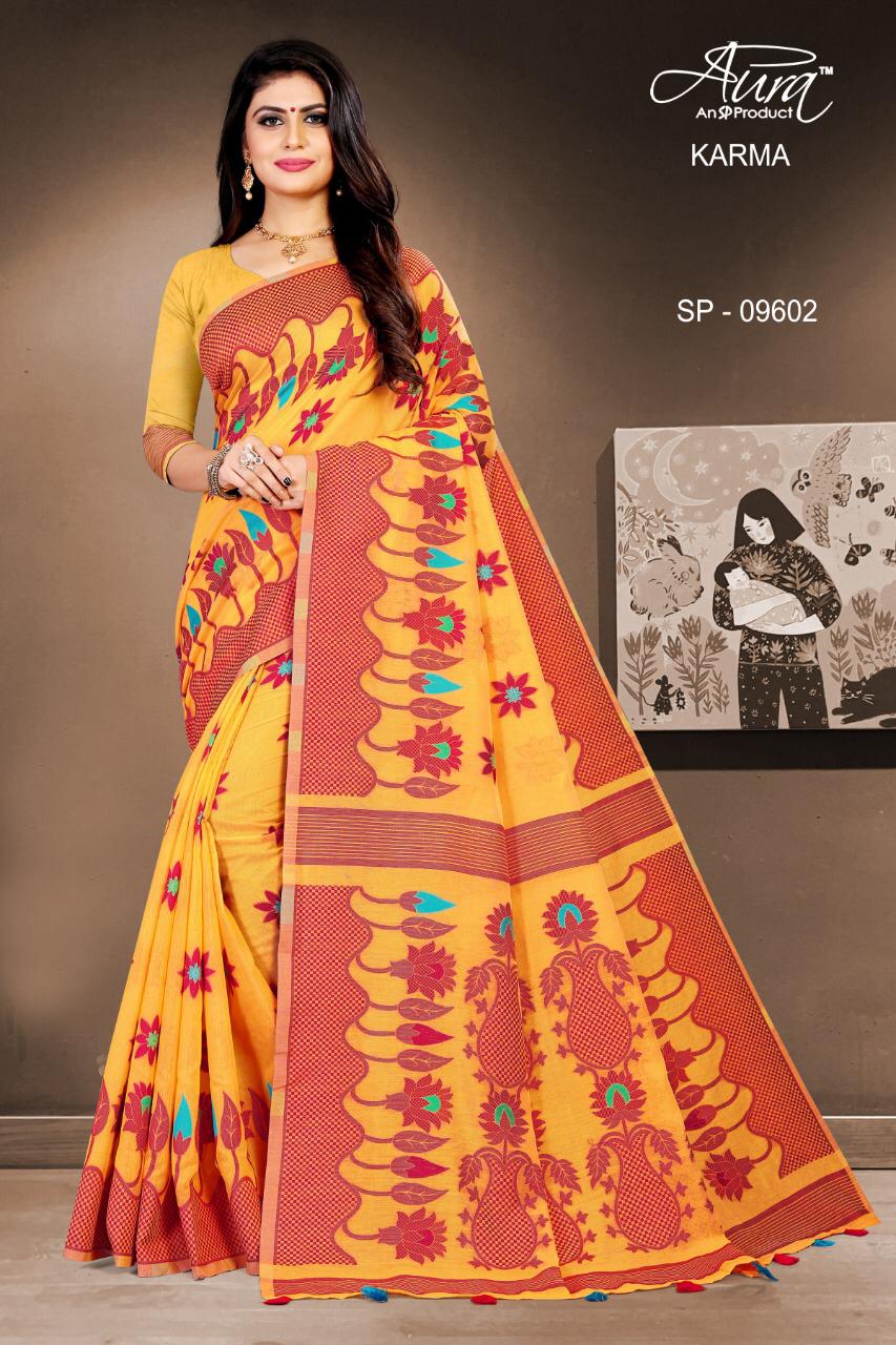 Karma By Aura Saree Latest Cotton Saree Catalogs Wholesaler