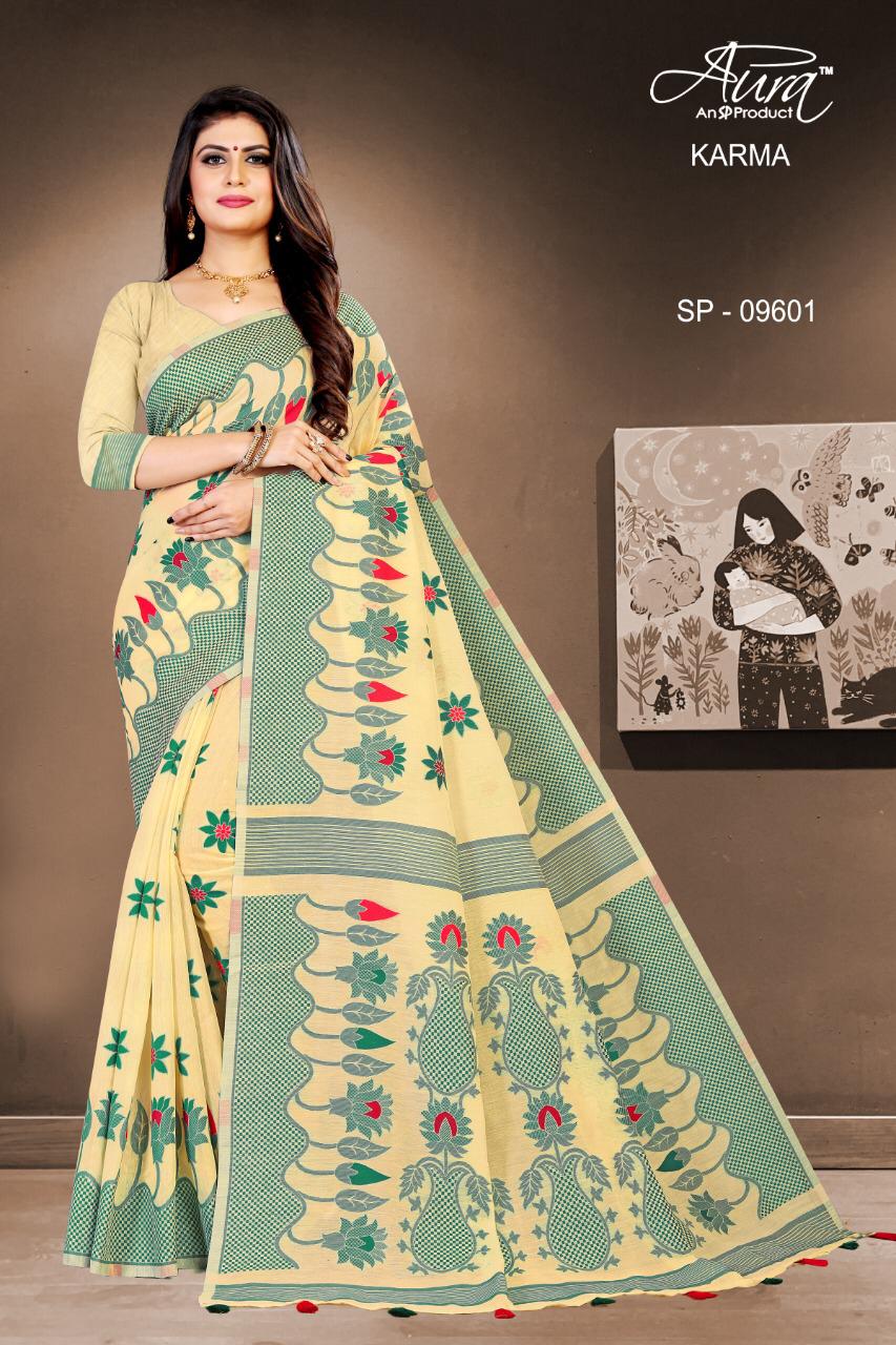 Karma By Aura Saree Latest Cotton Saree Catalogs Wholesaler
