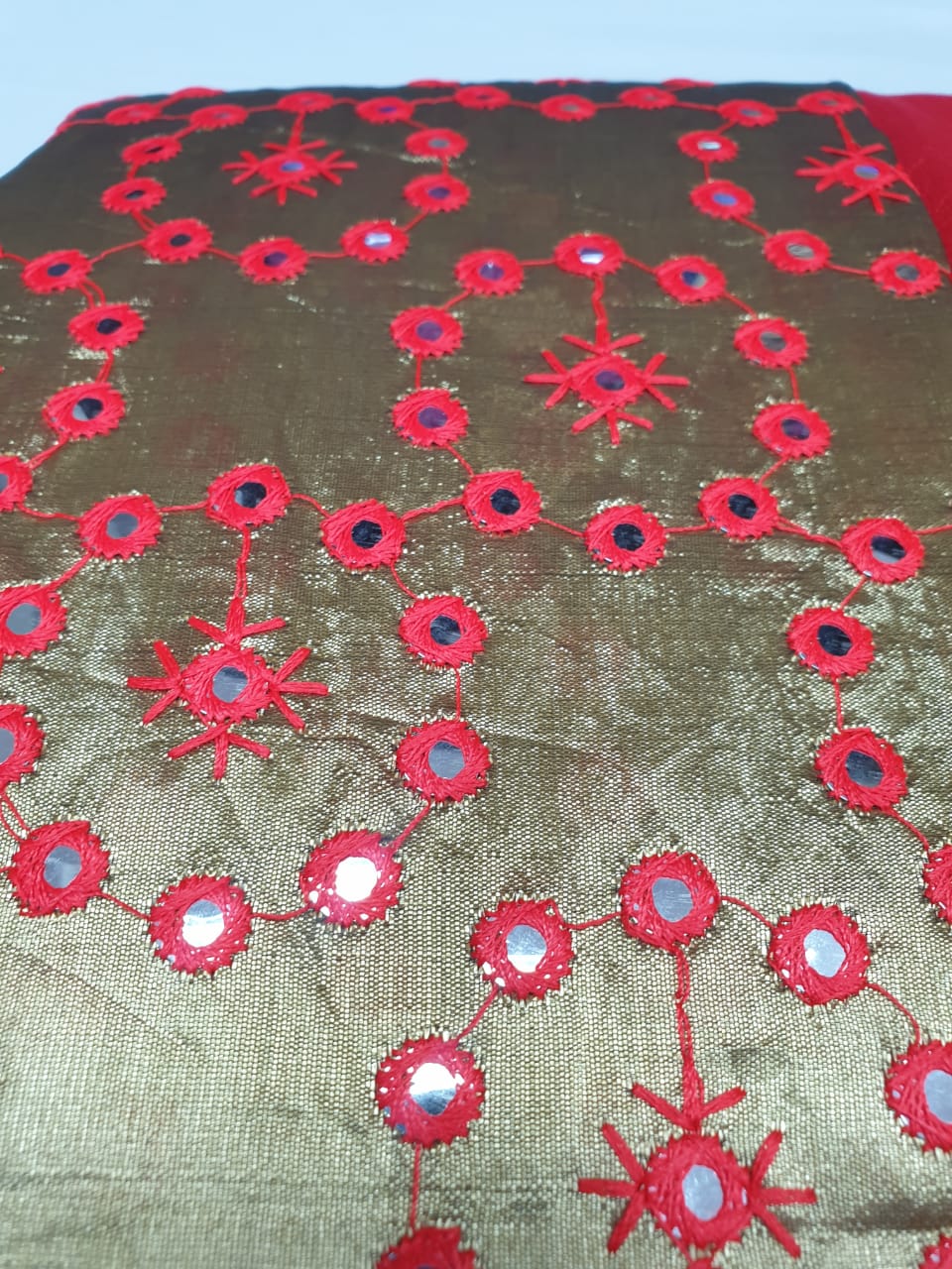 Krutika By Saroj Vichitra Silk Mirror Art Work Designer Stylish Saree In India