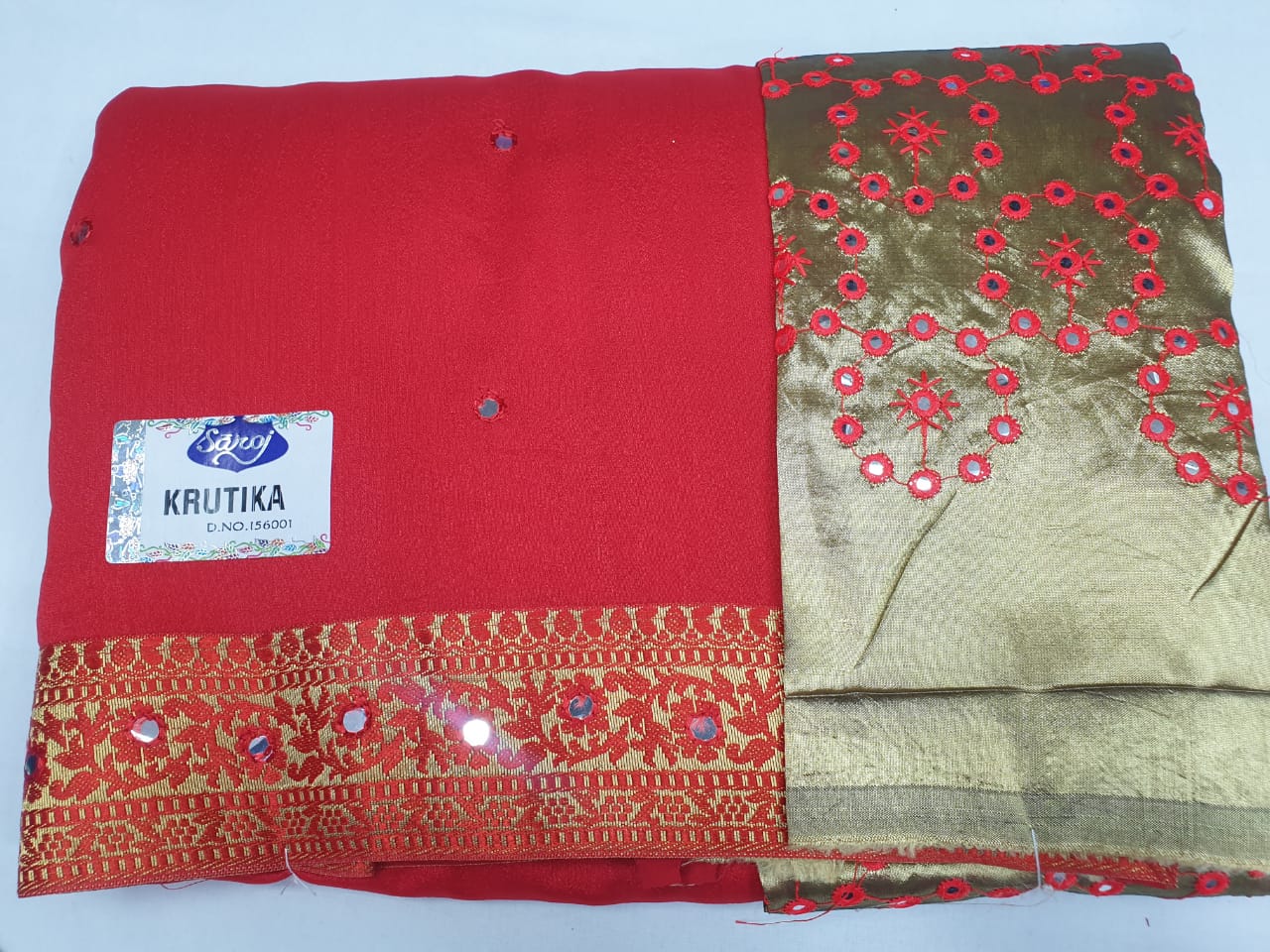 Krutika By Saroj Vichitra Silk Mirror Art Work Designer Stylish Saree In India