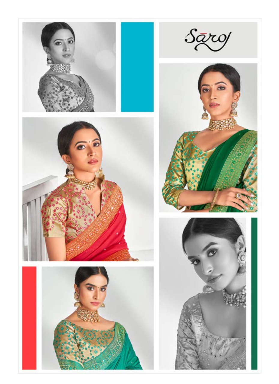 Krutika By Saroj Vichitra Silk Mirror Art Work Designer Stylish Saree In India