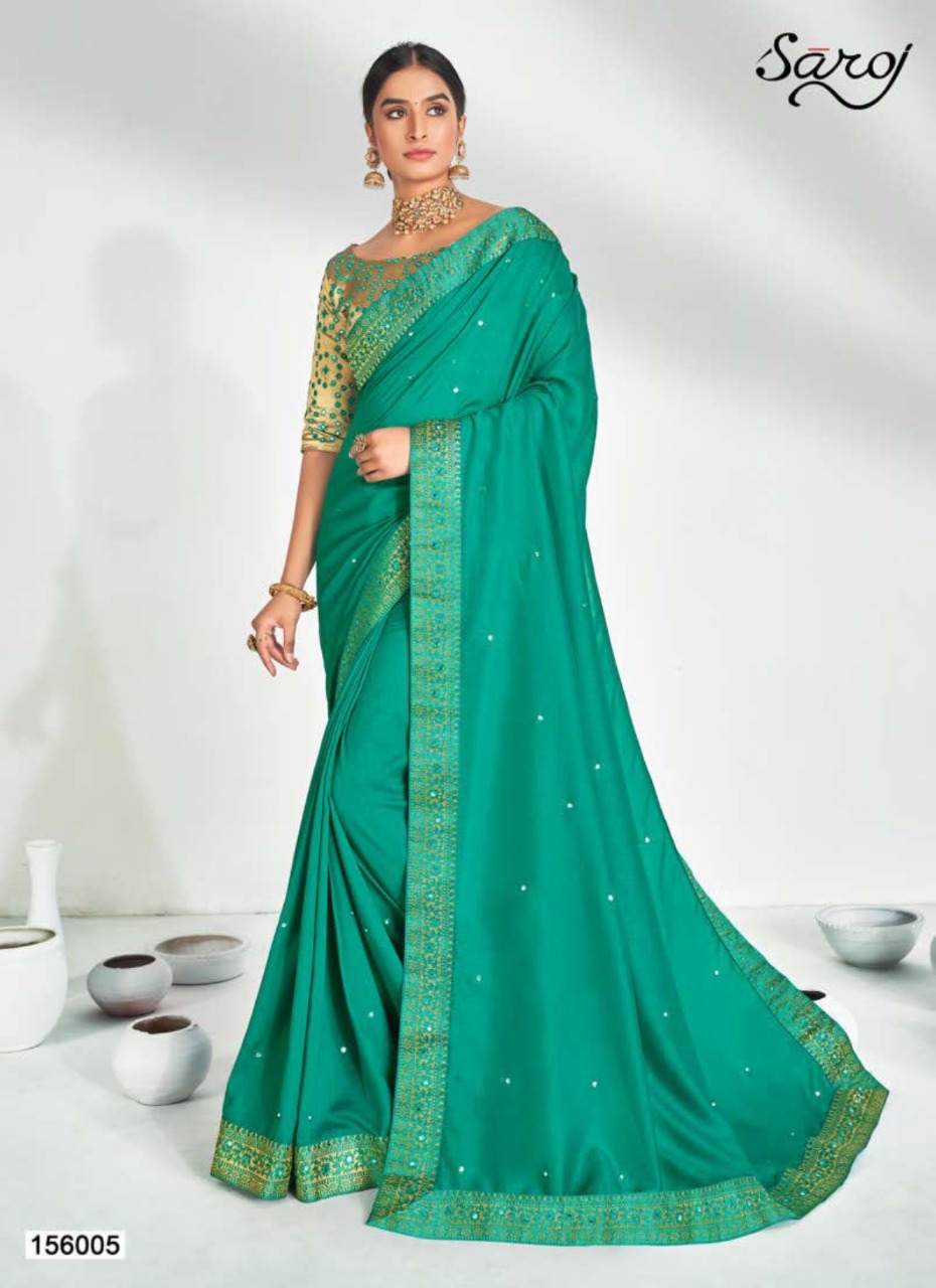 Krutika By Saroj Vichitra Silk Mirror Art Work Designer Stylish Saree In India