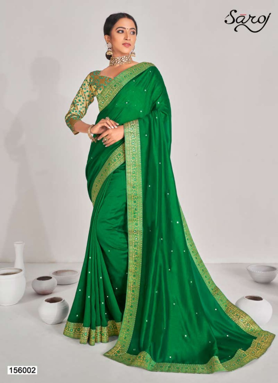 Krutika By Saroj Vichitra Silk Mirror Art Work Designer Stylish Saree In India