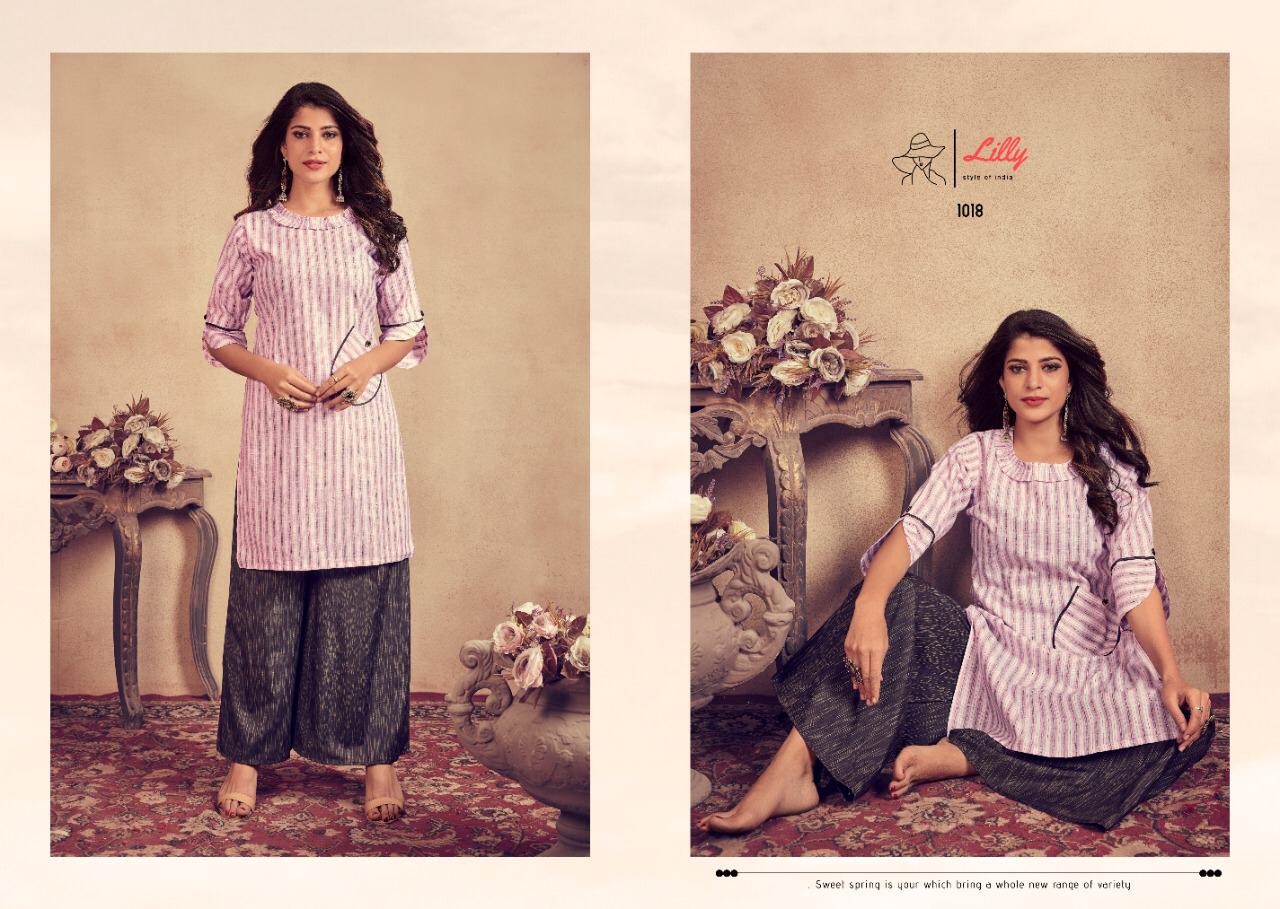 Lilly Style Of India Presents Meetu Cotton Embroidery Work Kurti With Pant Plazzo Catalogs Exporter