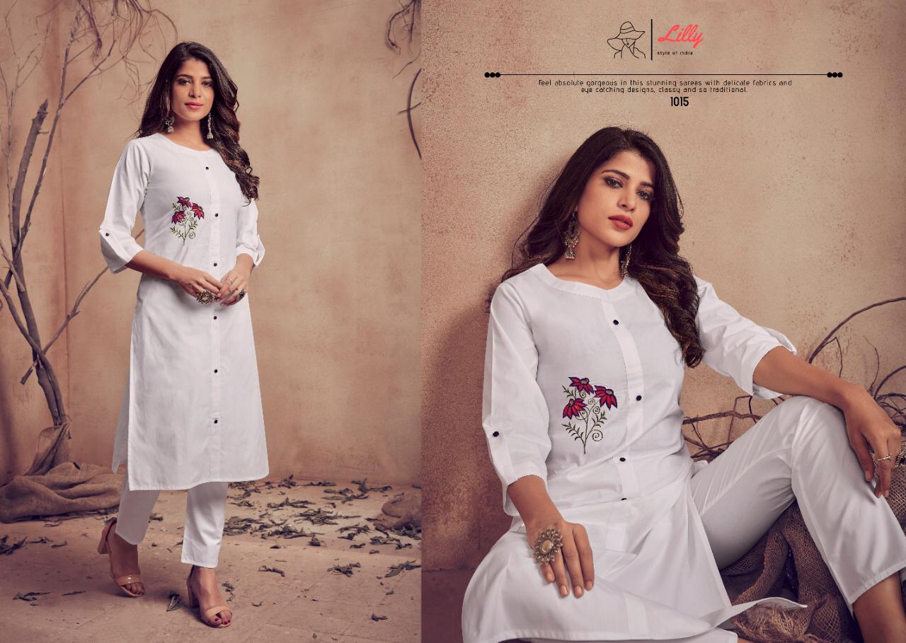 Lilly Style Of India Presents Meetu Cotton Embroidery Work Kurti With Pant Plazzo Catalogs Exporter